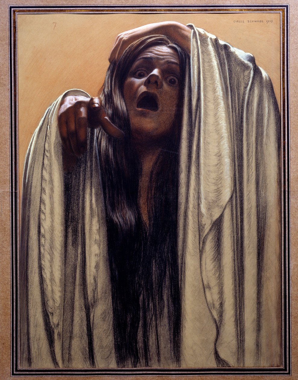 Étude pour "La Vague", 1907 - Carlos Schwabe
