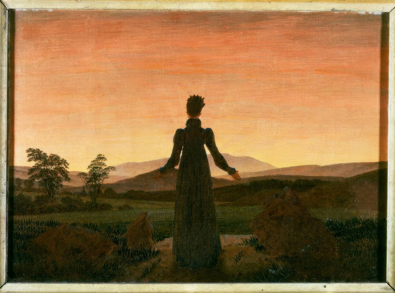 Femme devant le soleil couchant - Caspar David Friedrich