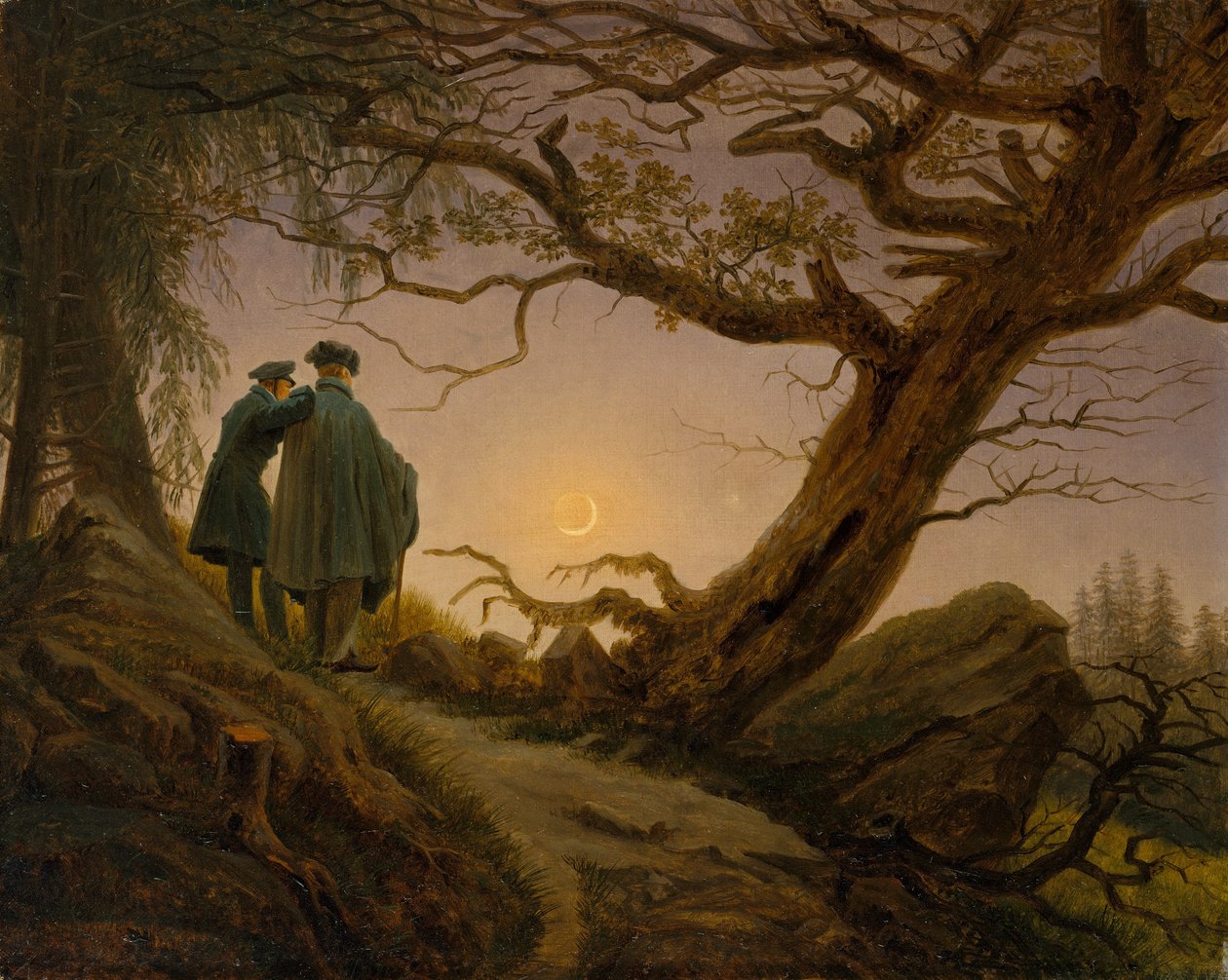 Deux hommes contemplant la lune - Caspar David Friedrich