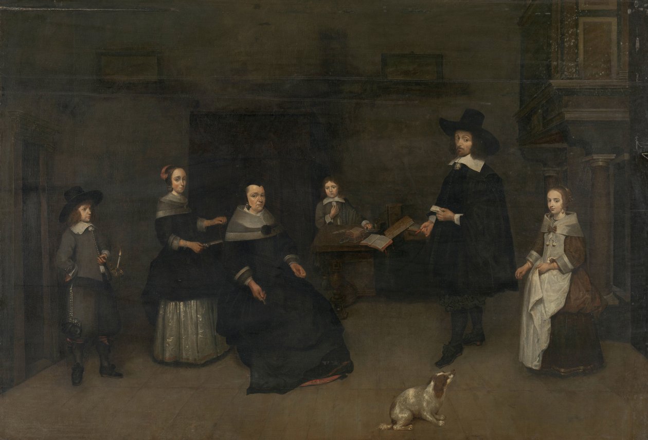 Scène de famille - Caspar Netscher (attributed to)