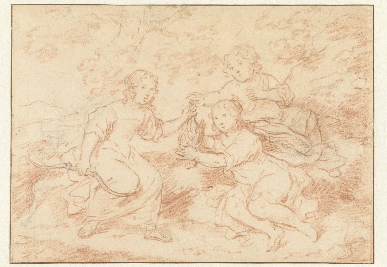 Trois enfants dans un paysage - Caspar Netscher (possibly)