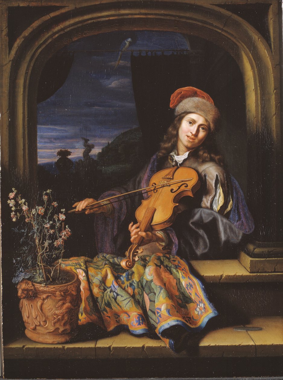 Un joueur de violon - Caspar Netscher