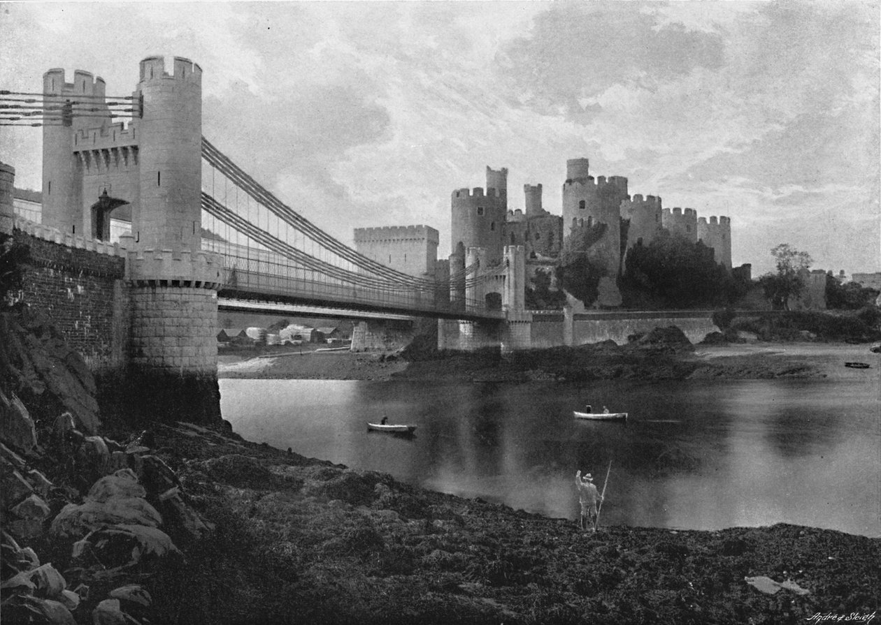 Château et ponts de Conway, vers 1896 - Catherall and Pritchard