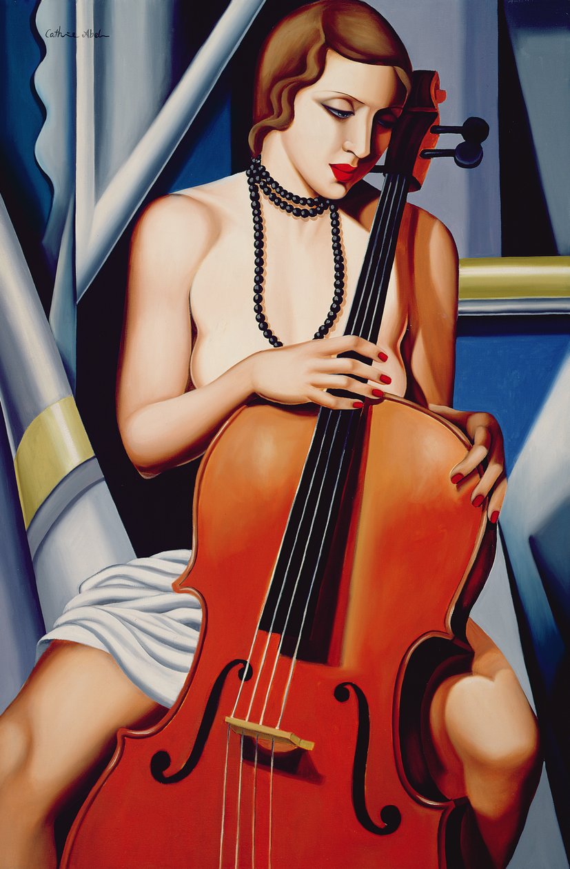 Femme avec violoncelle - Catherine Abel