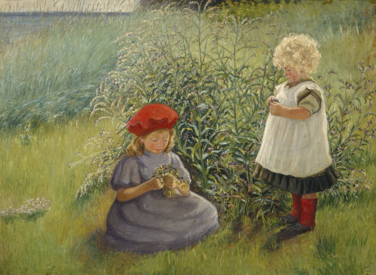 Deux filles cueillant des fleurs - Cathrine Zernichow