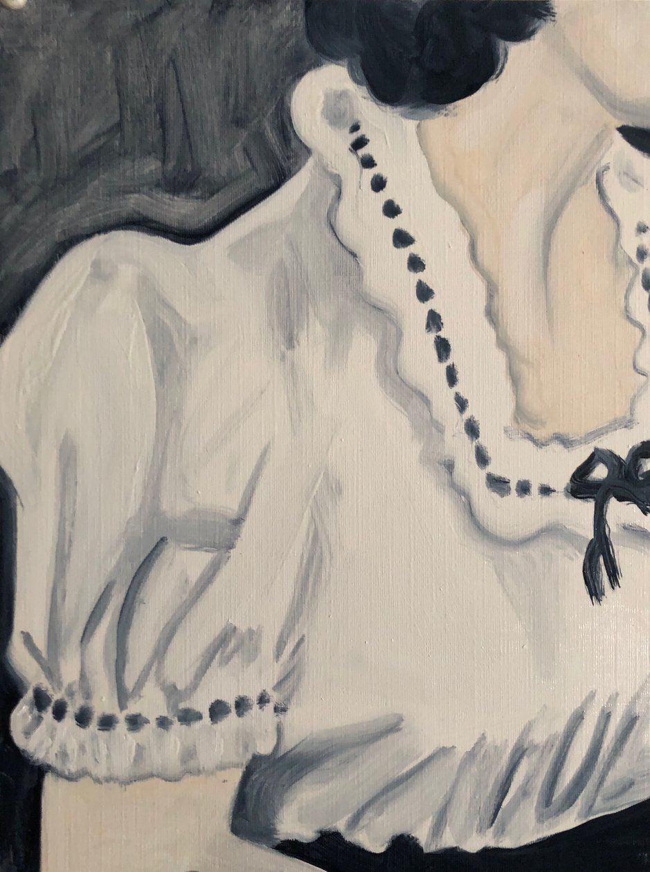 Broderie, 2018 (huile sur papier) - Cathy Lomax