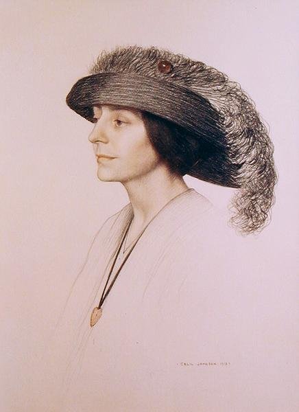 Jeune femme portant un chapeau à plumes - Cecil Stuart Jameson