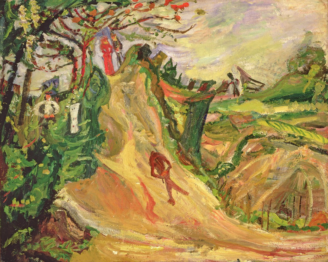 Colline avec un homme sur la route - Chaim Soutine