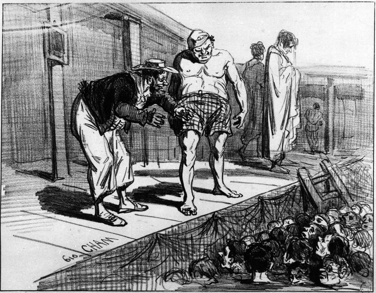 Bains à Paris ; Caricature par Cham - Amédée de Noé