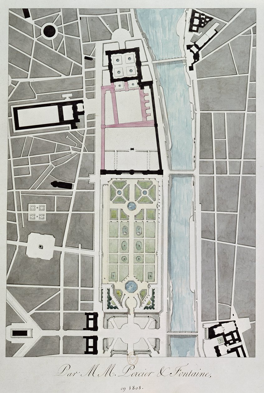 Conception pour relier les Tuileries au Louvre, 1808 - Charles Percier