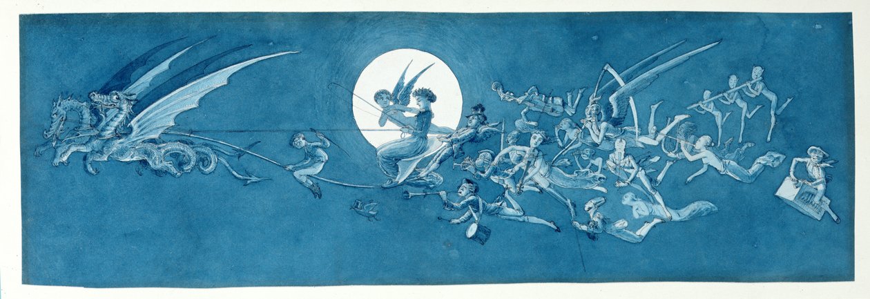 Le char du dragon et les ménestrels féeriques traversent la lune - Charles Altamont Doyle