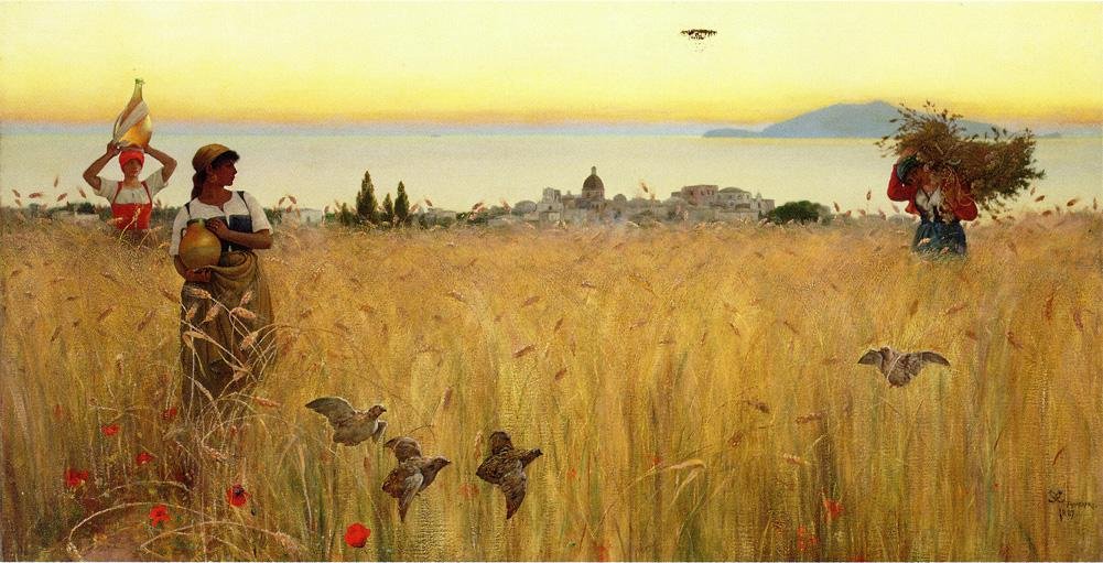 Femmes dans les champs de blé, Anacapri - Charles Caryl Coleman