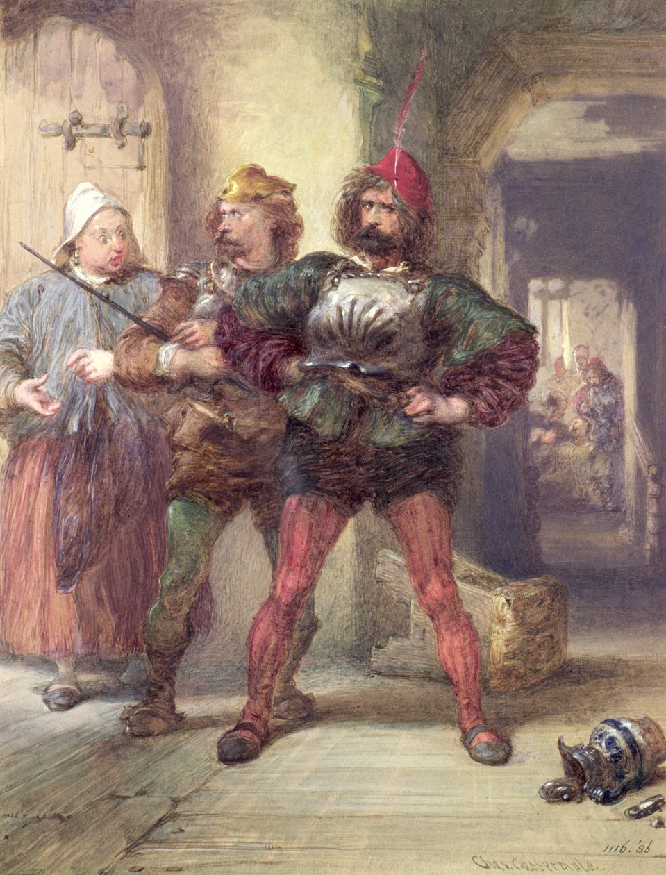 Mistress Quickly, Nym et Bardolph, des pièces de Falstaff de Shakespeare - Charles Cattermole
