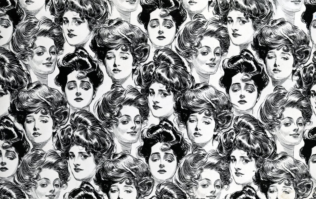 Conception pour papier peint, adapté à un appartement de célibataire, 1902 - Charles Dana Gibson