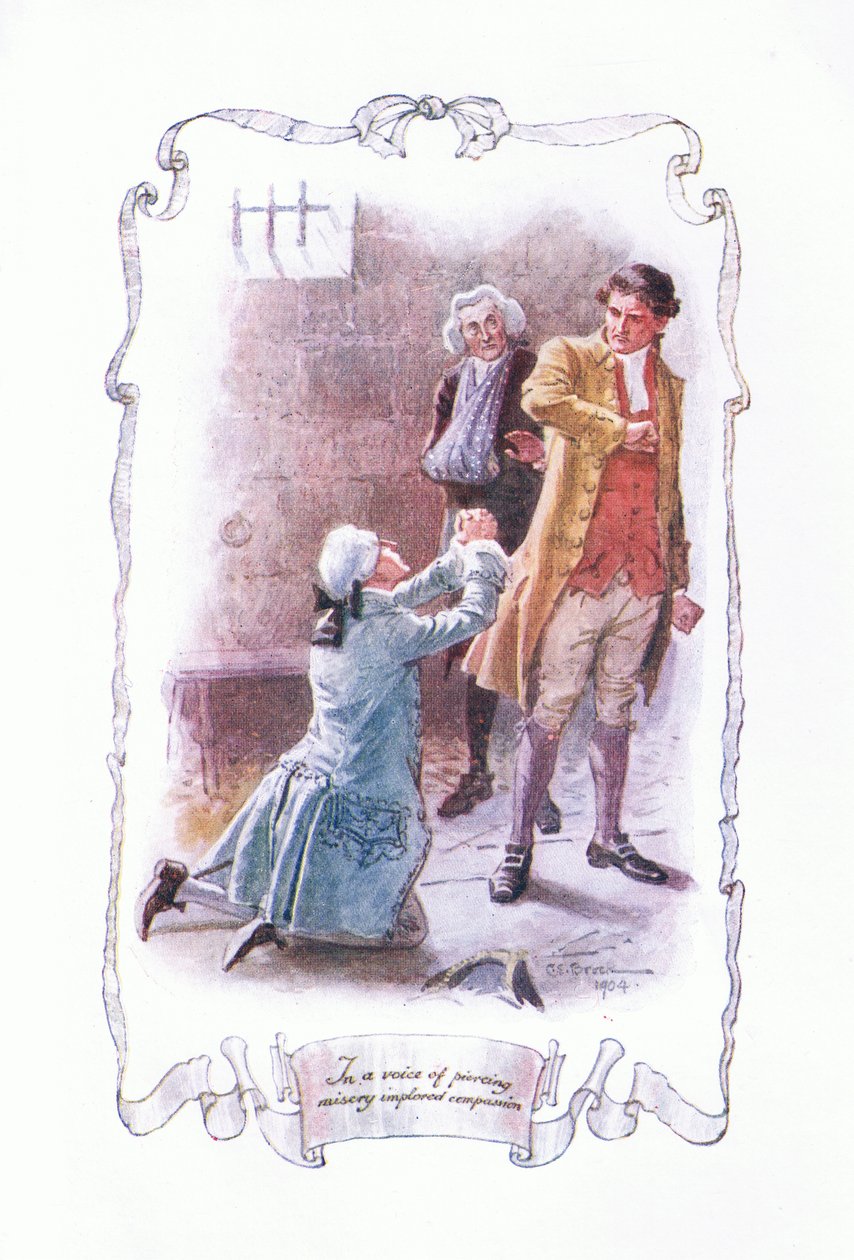 Dans une voix de misère perçante implorait la compassion, de The Vicar of Wakefield publié par J M Dent & Son Ltd, années 1920 - Charles Edmund Brock