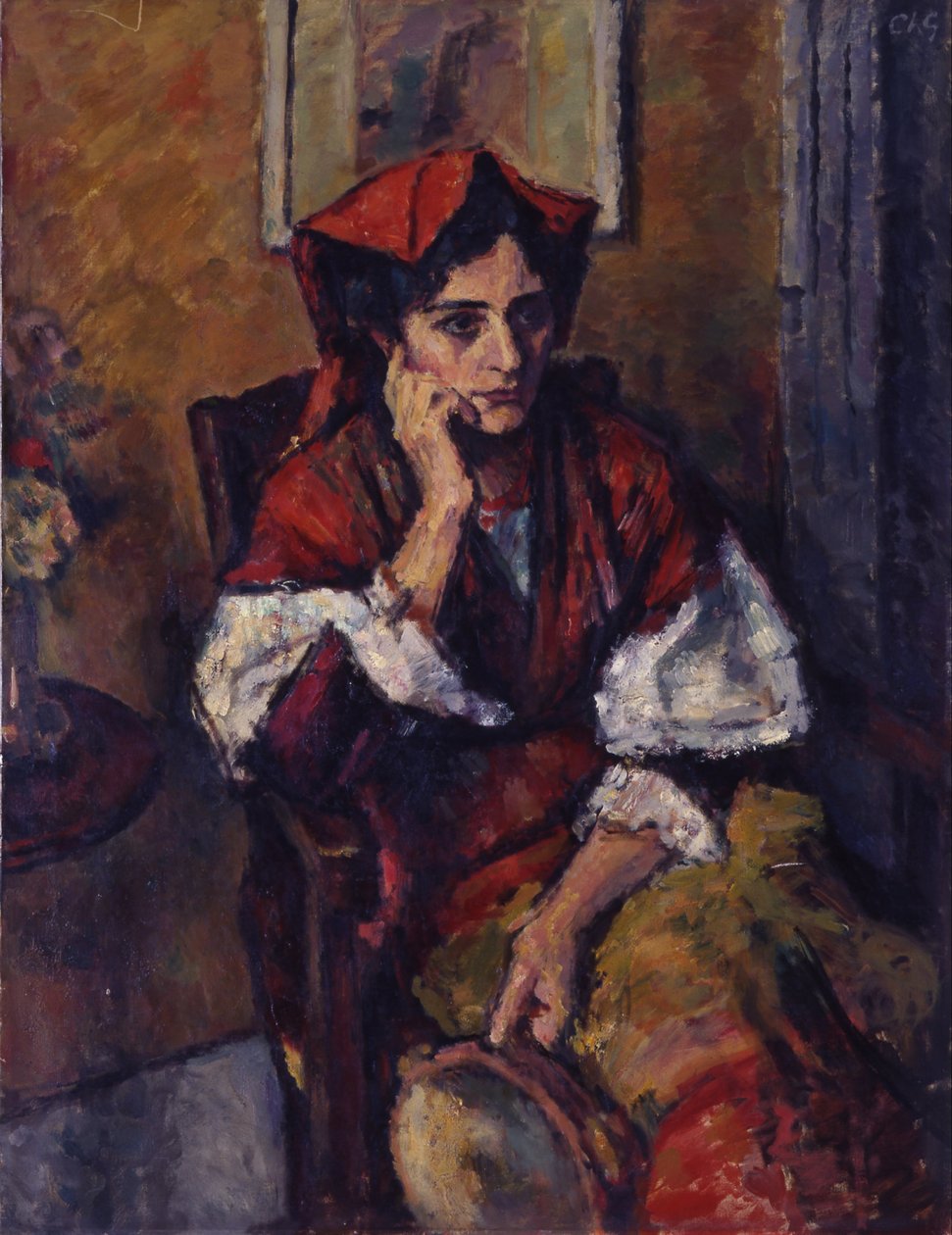 Femme italienne avec tambourin - Charles Guerin