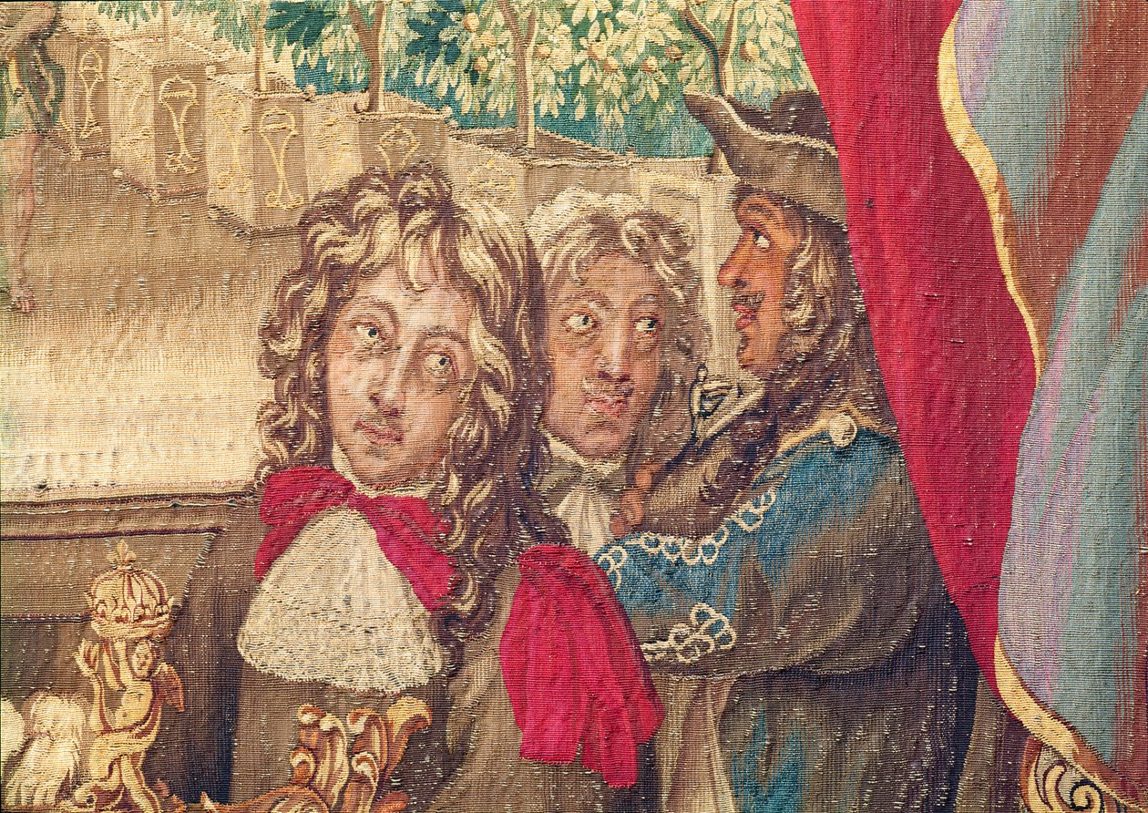 Trois personnes, du Mois de janvier (détail) - Charles Le Brun