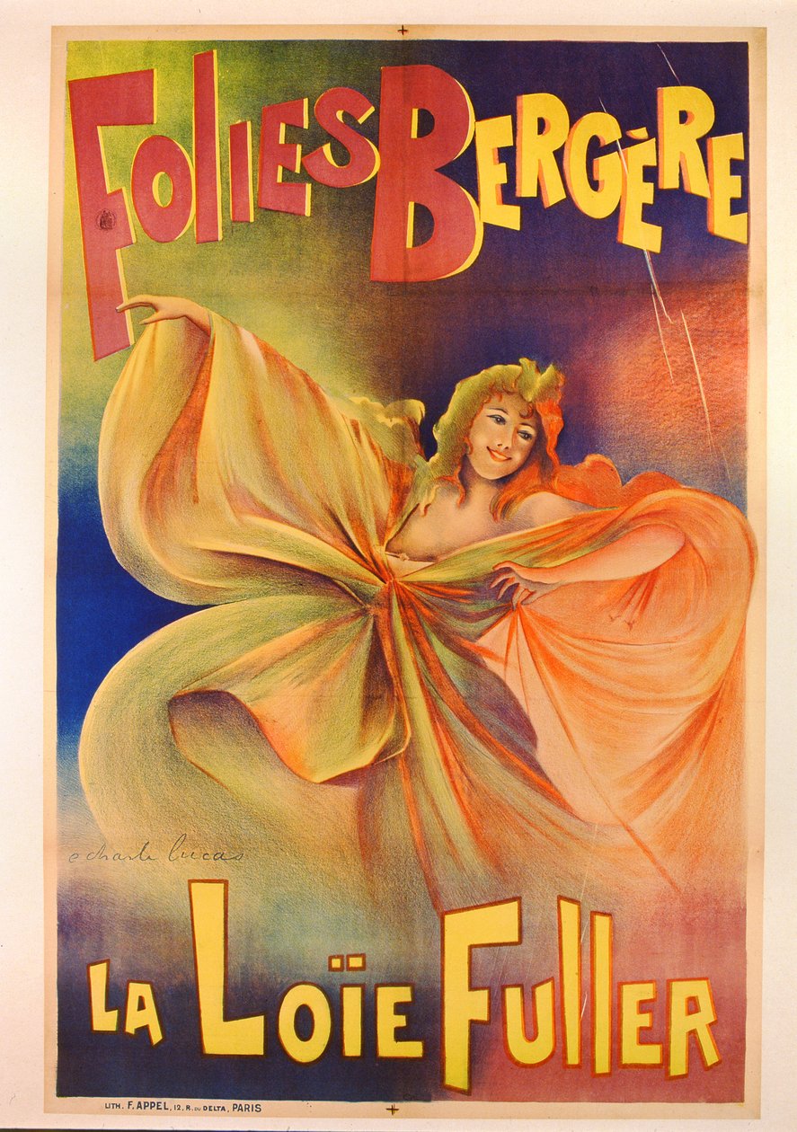 Affiche publicitaire pour La Loie Fuller aux Folies Bergère - Charles Lucas