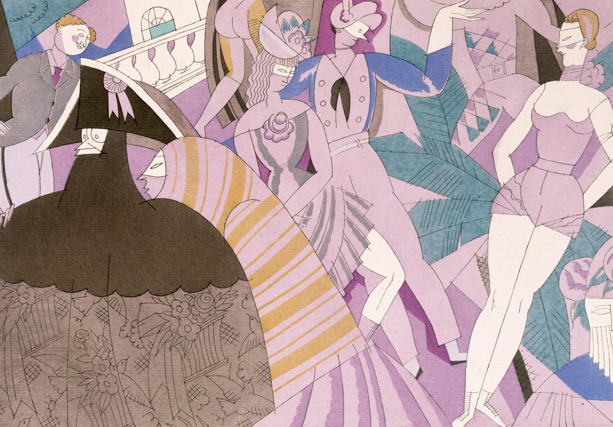Le bal masqué, vers 1920 (pochoir) - Charles Martin