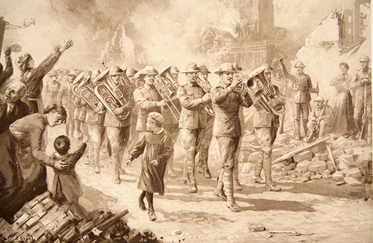 La Musique du Triomphe : Les Australiens victorieux entrant à Bapaume, 17 mars 1917 - Charles Mills Sheldon