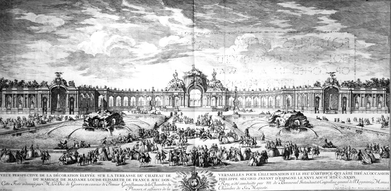 Vue en perspective de la terrasse de Versailles à l