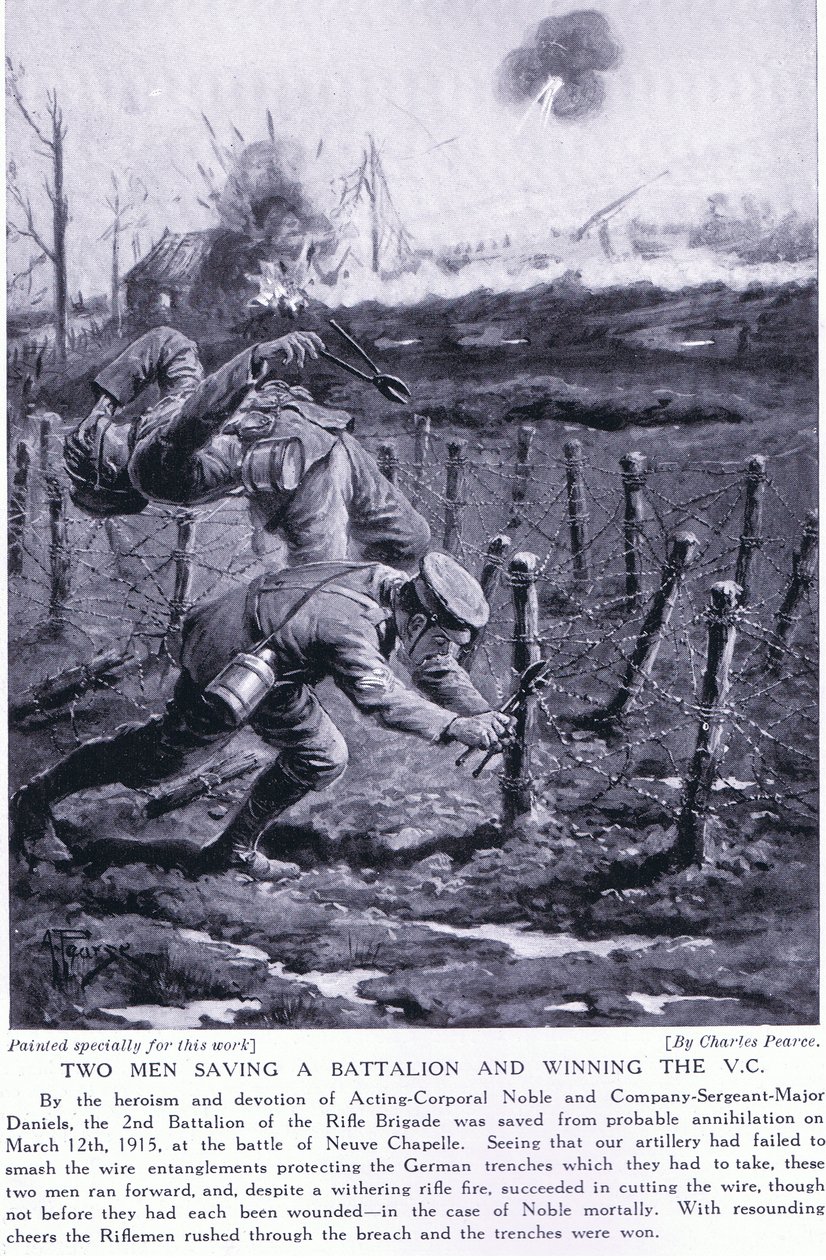 Deux hommes sauvant un bataillon et remportant la VC à la bataille de Neuve-Chapelle en mars 1915 - Charles Pears