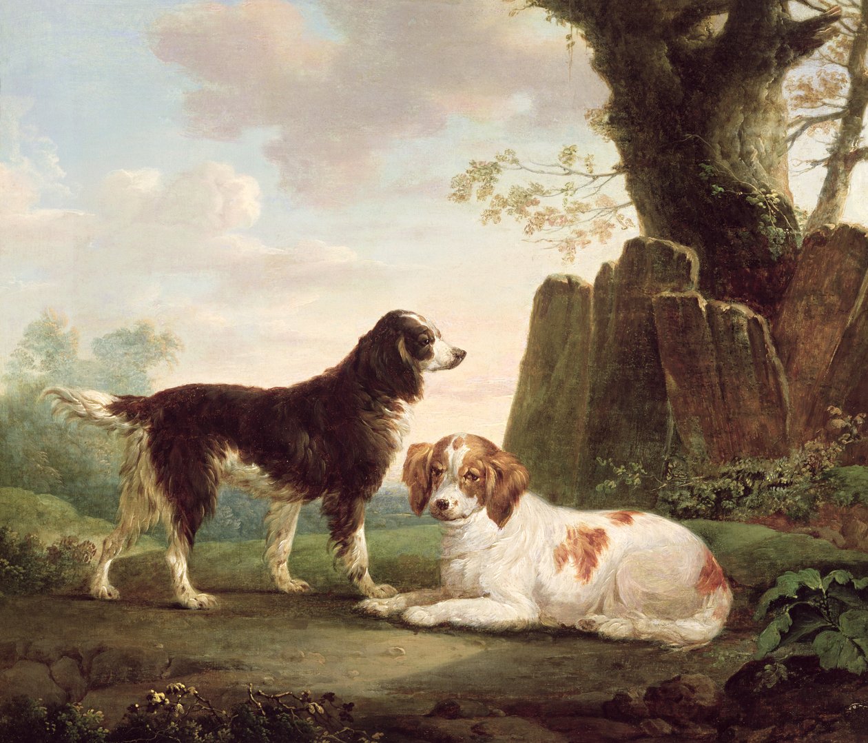 Deux épagneuls dans un paysage - Charles Towne