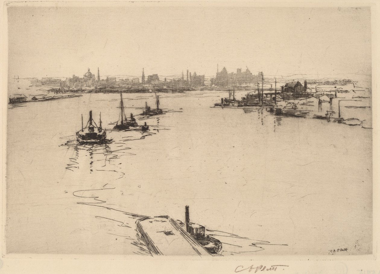 Williamsburg depuis le pont (Esquisse) - Charles A. Platt