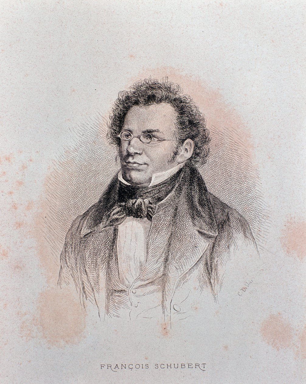 Portrait de Franz Schubert (gravure) - Charles Alphonse Deblois