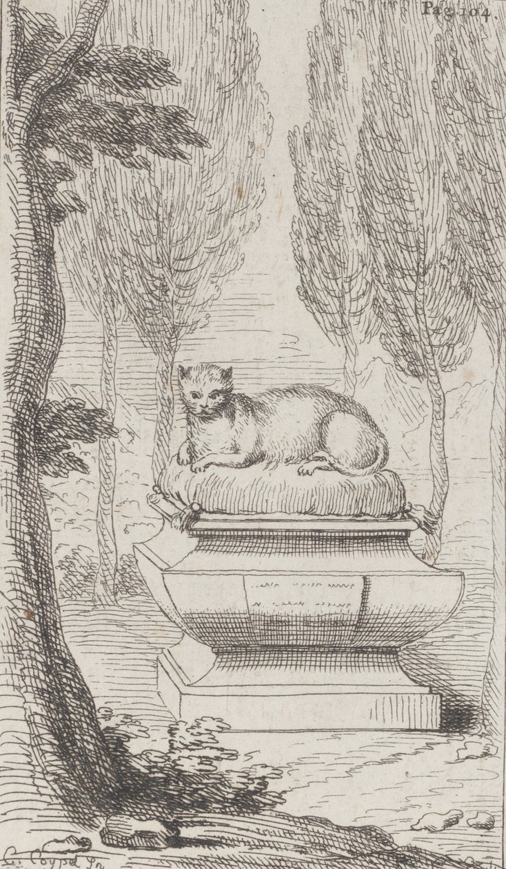Chat sur une tombe, 1714-52 - Charles Antoine Coypel