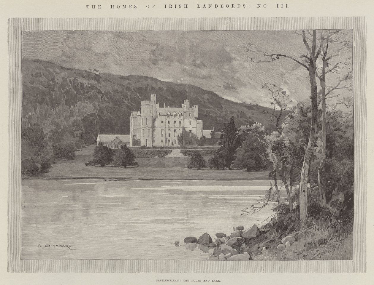 Castlewellan, la maison et le lac - Charles Auguste Loye