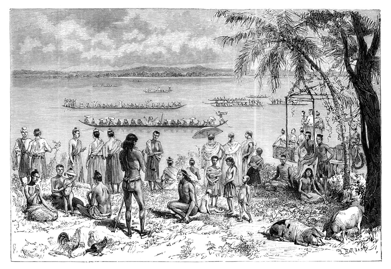 Course de bateaux sur le Mékong - Charles Barbant