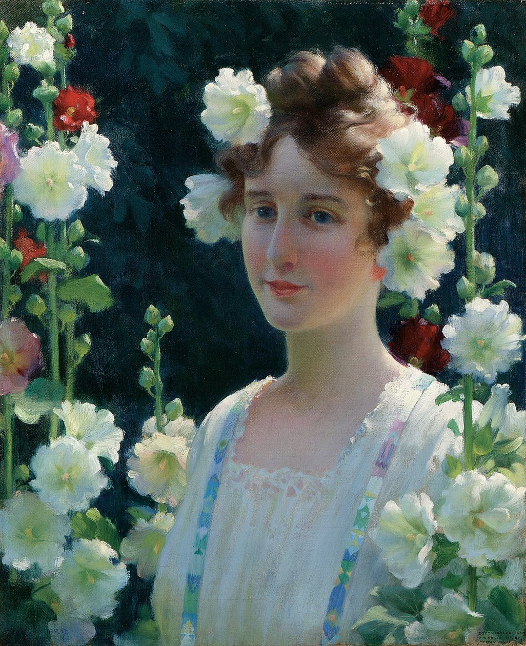 Parmi les roses trémières - Charles Courtney Curran