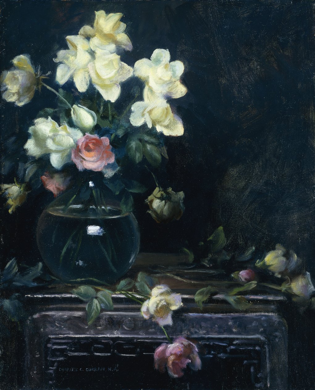 Roses dans un vase en verre - Charles Courtney Curran