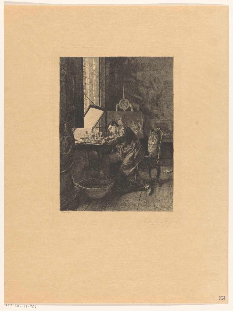 Graveur au travail - Charles Courtry (signed by artist)