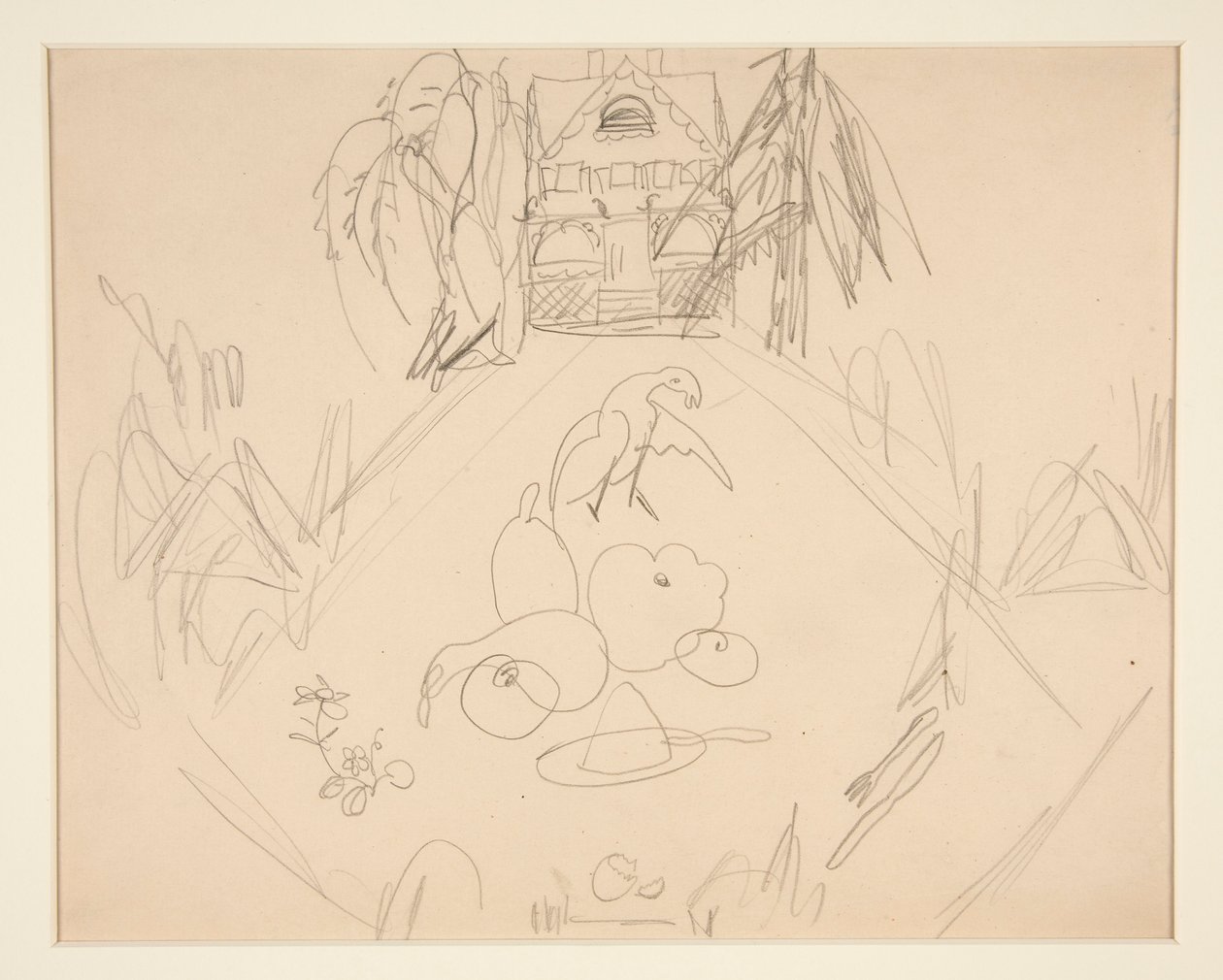 Sans titre [colombes, fruits, légumes, maison, notes écrites] - Charles Demuth