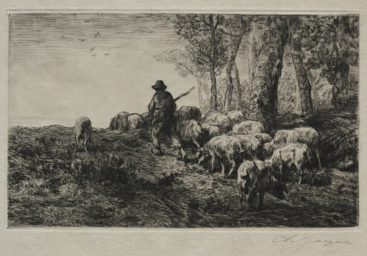 Un troupeau de porcs - Charles Emile Jacque