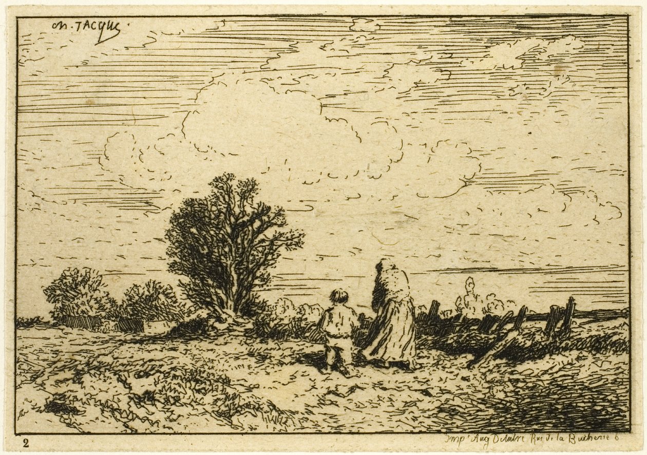 Traverser le pré - Charles Emile Jacque