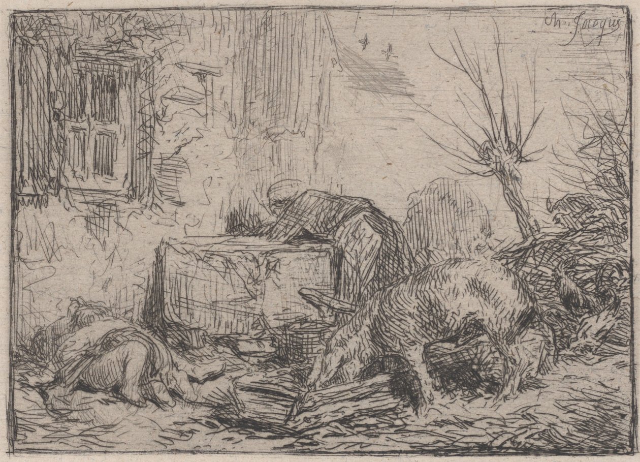 Cour de ferme, vers 1845 - Charles Emile Jacque