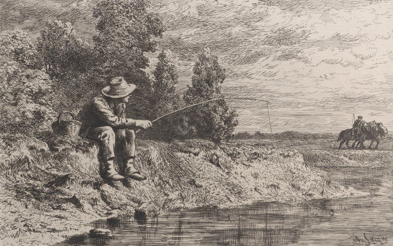 Pêche au gardon, 1865 - Charles Emile Jacque