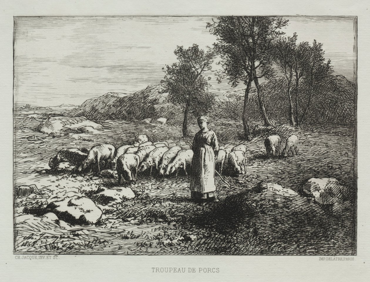 Troupeau de porcs, 1868 - Charles Emile Jacque