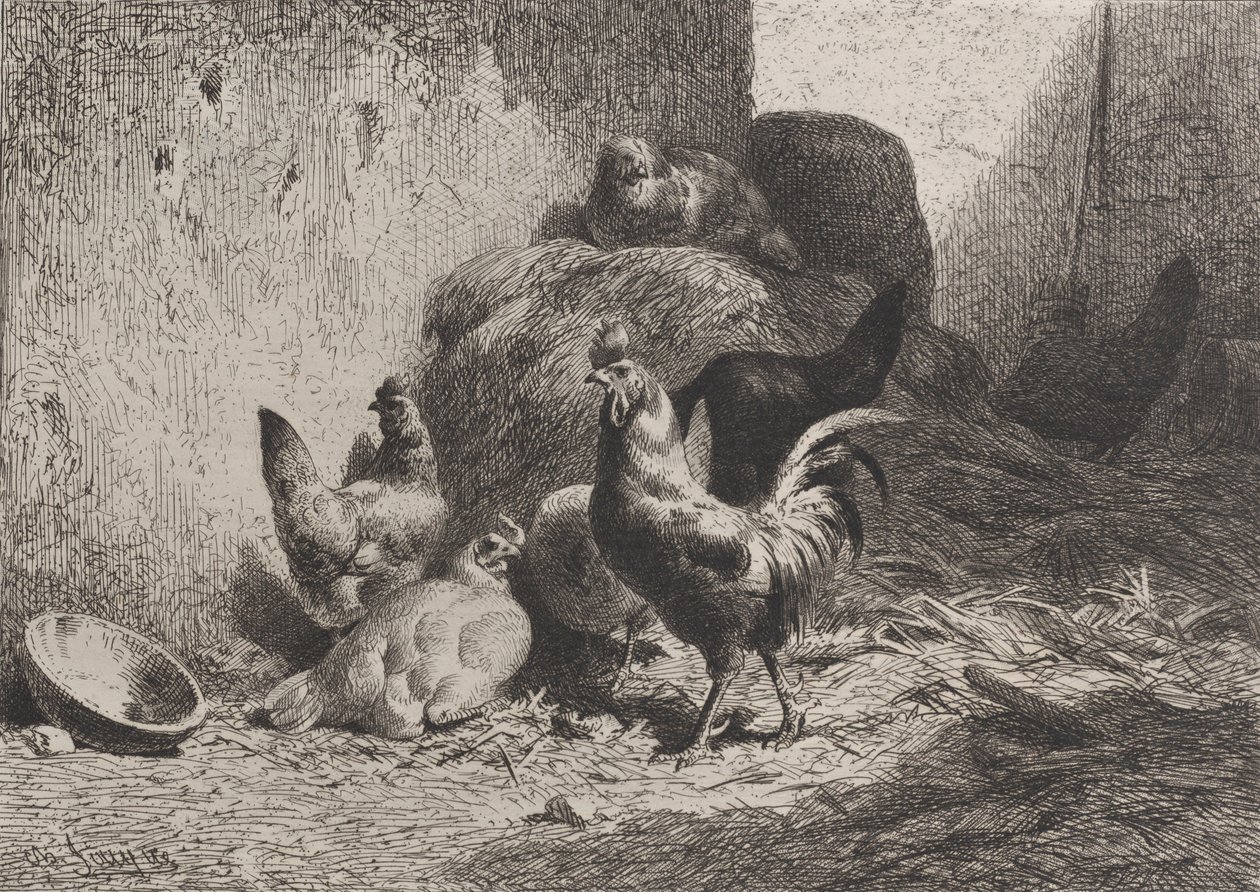 Coq et poules, 1864 - Charles Emile Jacque