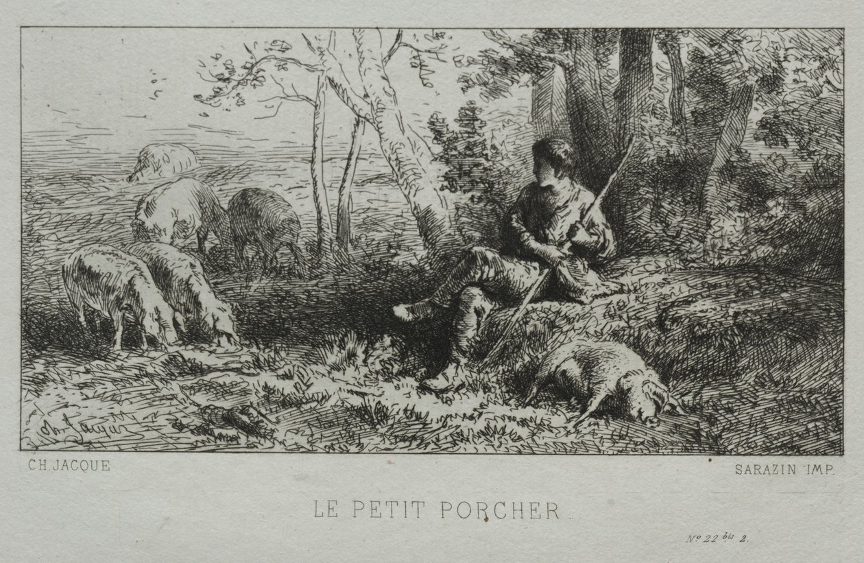 Le petit porcher - Charles Emile Jacque
