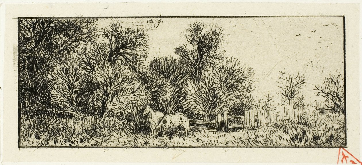 Deux chevaux dans un bois - Charles Emile Jacque