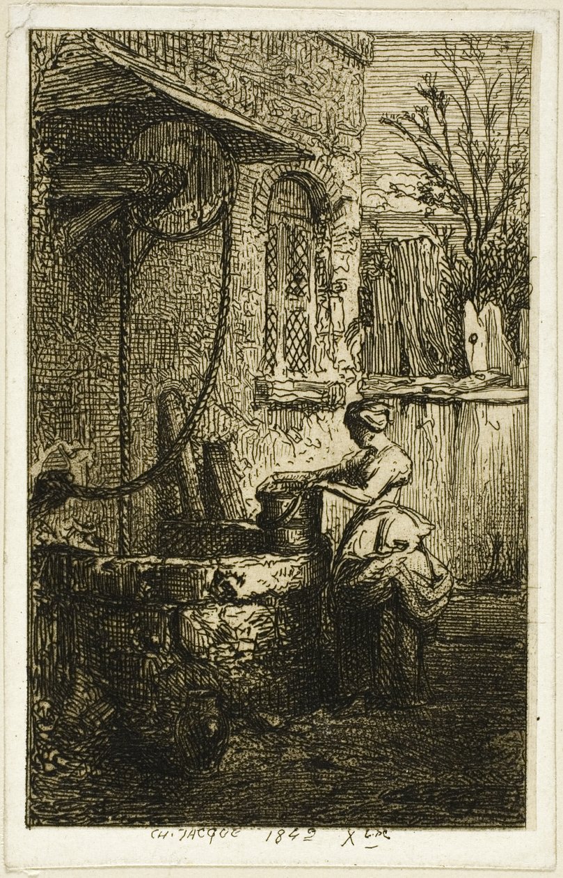 Femme à un puits - Charles Emile Jacque