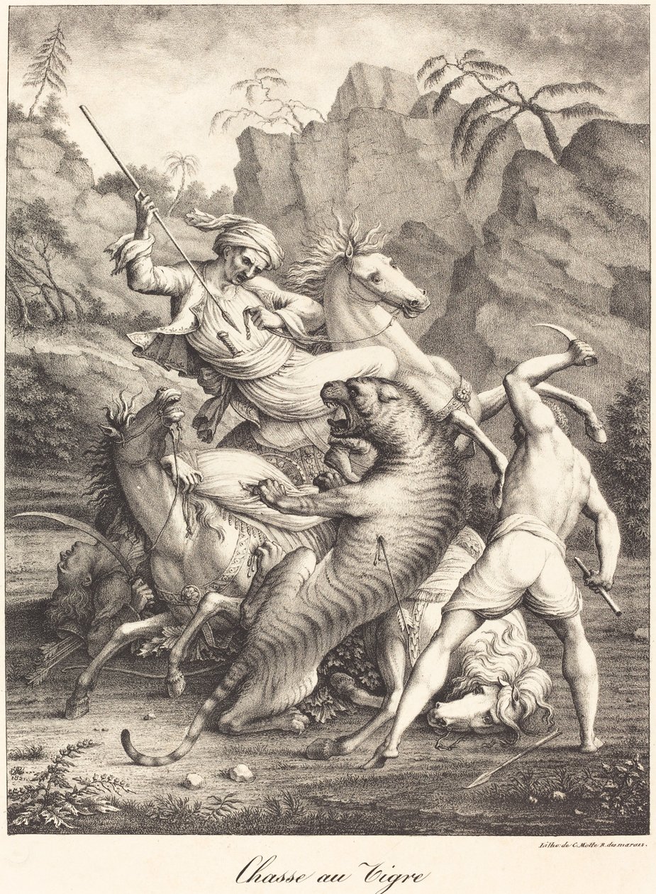 Chasse au tigre - Charles Etienne Pierre Motte after Auguste Jacques Regnier