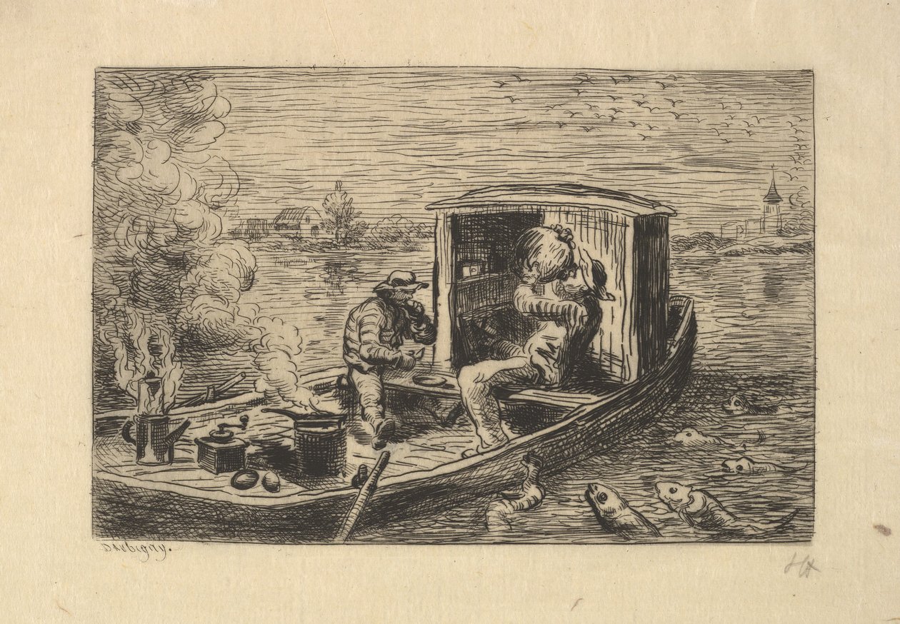 Dévorant un Repas, 1861. - Charles Francois Daubigny