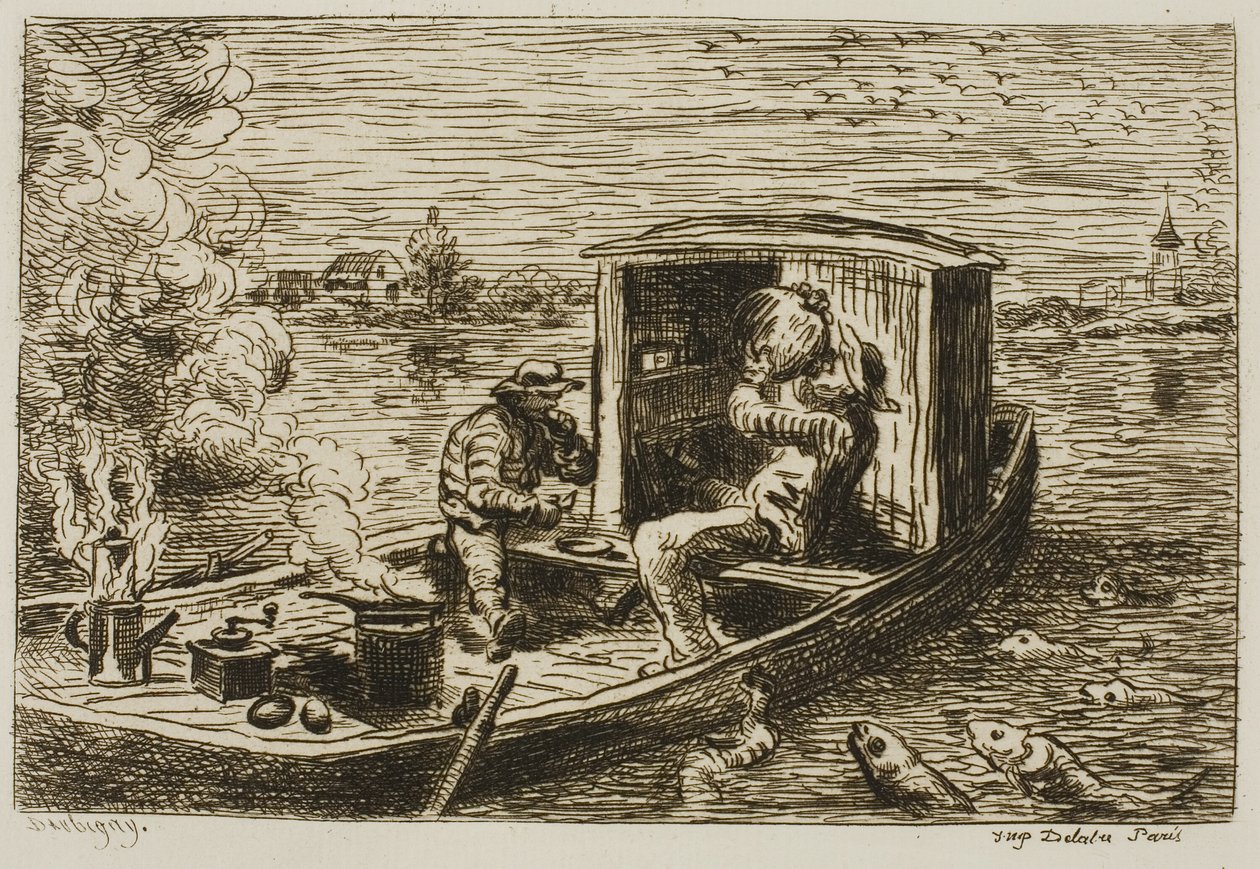 Avaler (Repas sur le bateau) - Charles Francois Daubigny