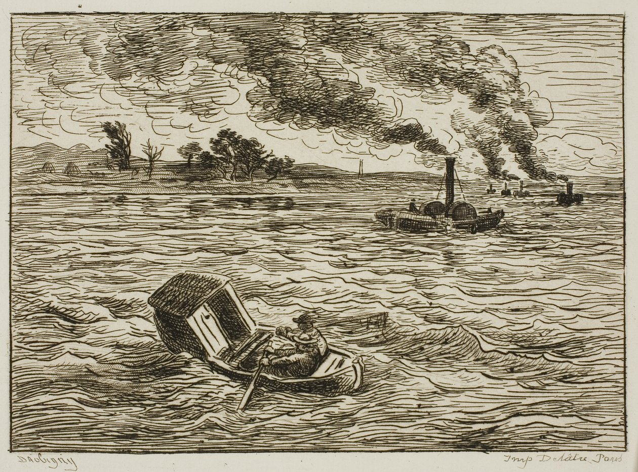 Les bateaux à vapeur (Port brumeux) - Charles Francois Daubigny