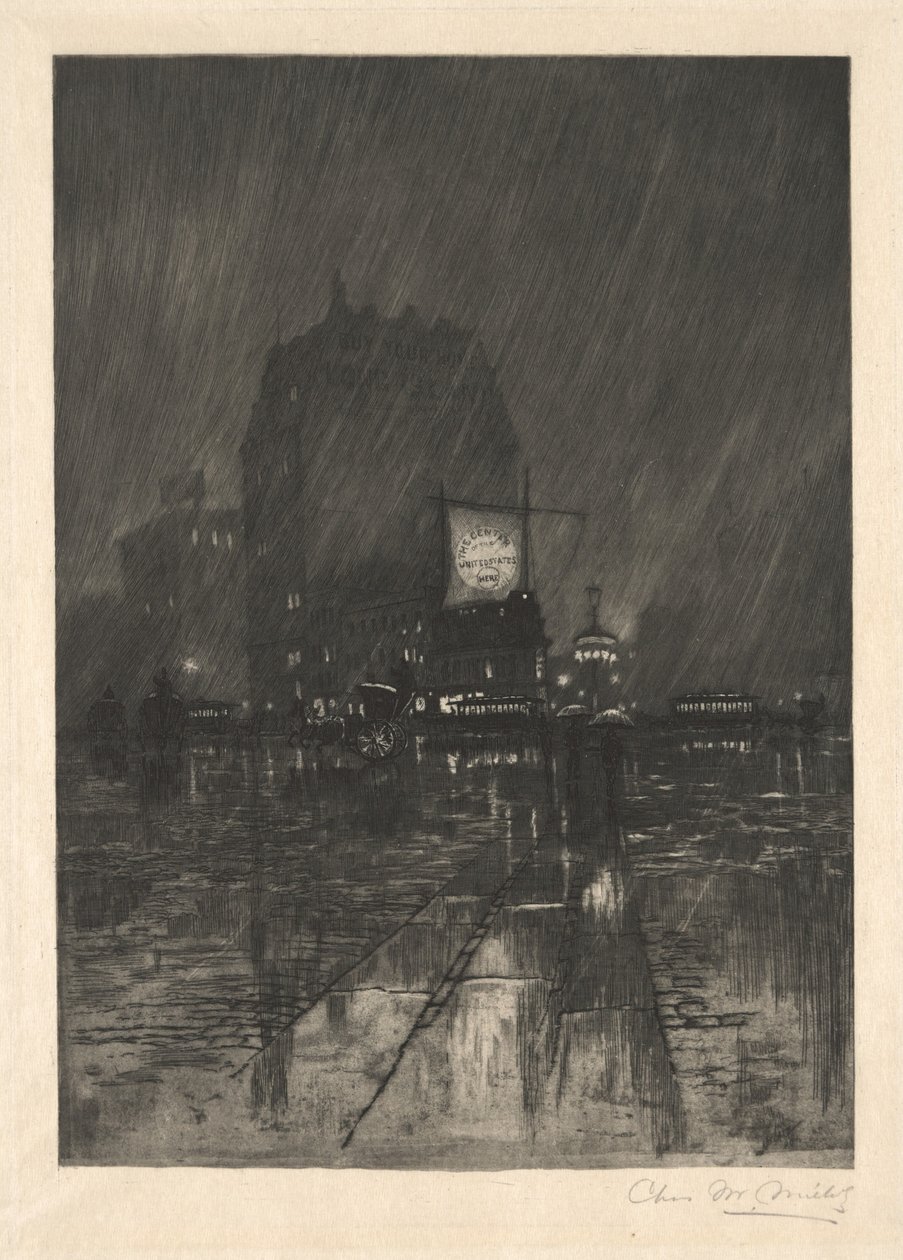 Une nuit pluvieuse, Madison Square - Charles Frederick William Mielatz